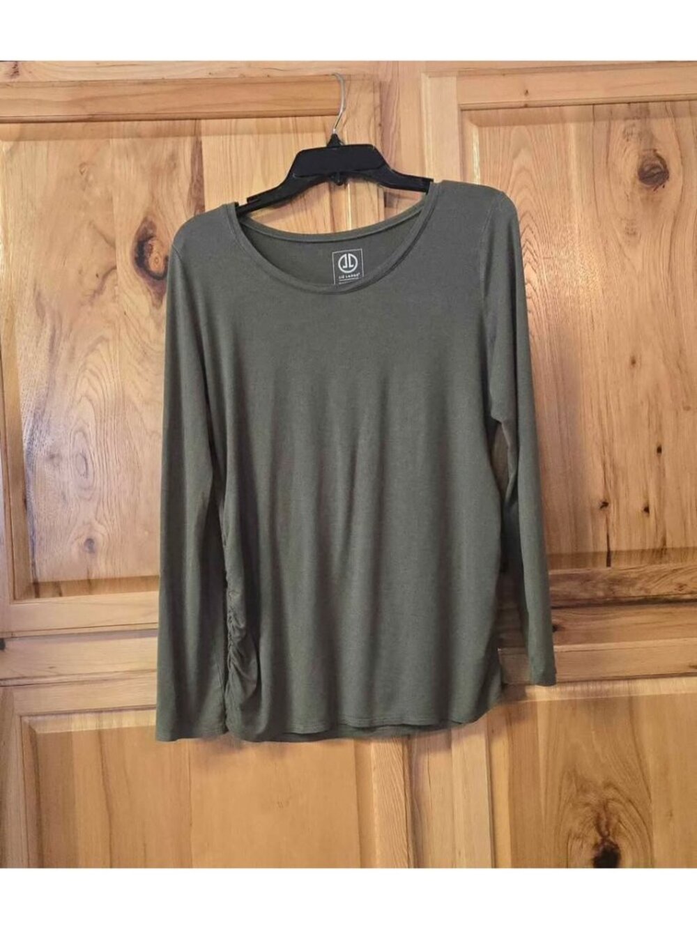 Liz Lange Maternity Muted Earth Green Long Sleeve Maternity Shirt Size LARGE R